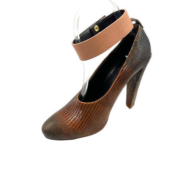 CELINE LIZARD ANKLE STRAP PUMPS EMBOSSED LEATHER SHOES Phoebe Philo SZ 38EU/ 8US - Picture 7 of 10